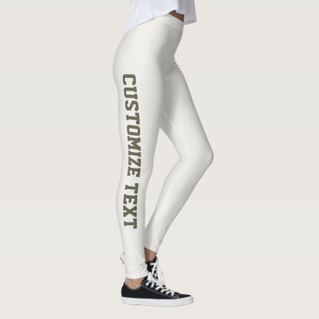 Customized Cute Warm Neutral Dark Olive Athleisure Leggings (Right)