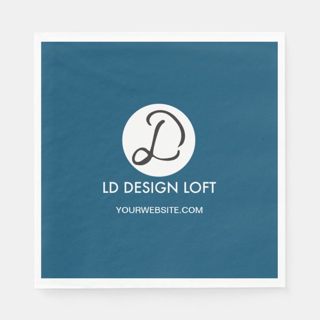 Customized Dark Blue Cocktail Napkin with Logo and (Front)