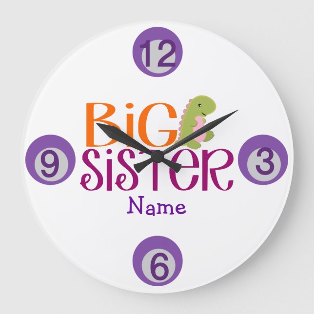 Customized Dinosaur Big Sister Wall Clock (Front)