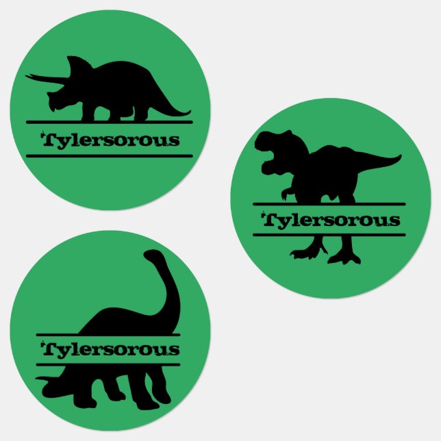 Customized Dinosaur Name Green School Label (Group)