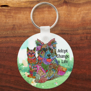 Customized Dog and Cat Pet Adoption Keychain