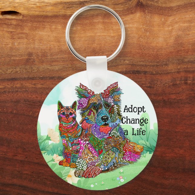 Customized Dog and Cat Pet Adoption Keychain (Front)