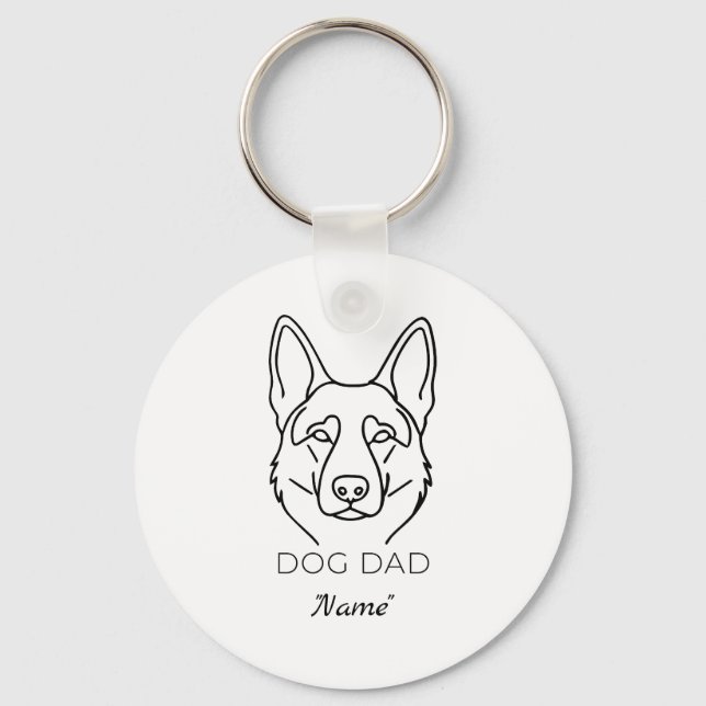 Customized Dog Dad with Name Personalized Dog Fath Keychain (Front)