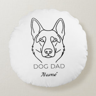 Customized Dog Dad with Name Personalized Dog Fath Round Pillow