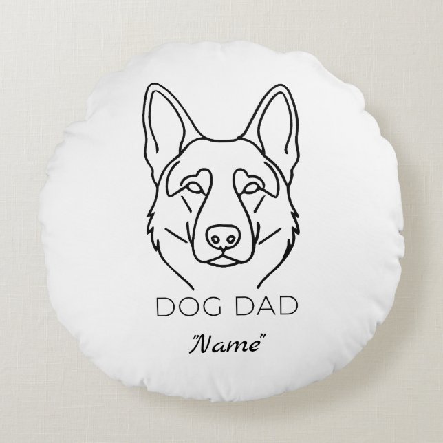 Customized Dog Dad with Name Personalized Dog Fath Round Pillow (Front)