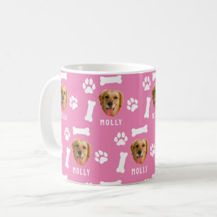 Customized Dog Pet Photo & Name Pink Coffee Mug
