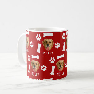 Customized Dog Pet Photo & Name Red Coffee Mug