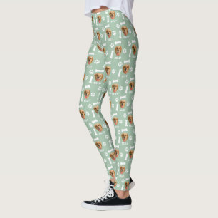 Customized Dog Pet Photo & Name Sage Green Leggings