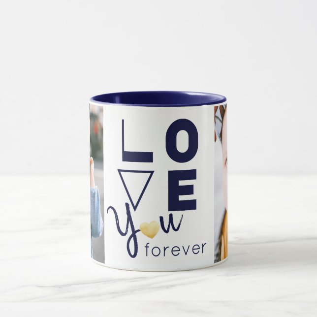 Customized Double Family Photo Love You Mug (Center)
