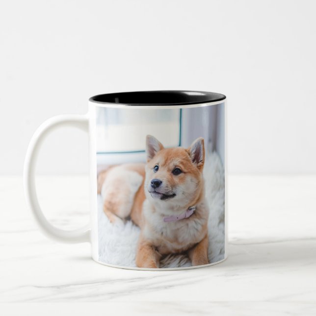 Customized Double Sided Personalized Photo Two-Tone Coffee Mug (Left)