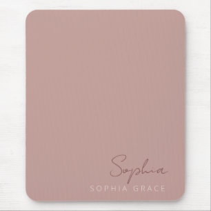 Customized Dusty Rose Modern Handwritten Script  Mouse Pad
