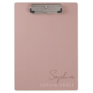 Customized Dusty Rose Modern Monogram Name Clipboard