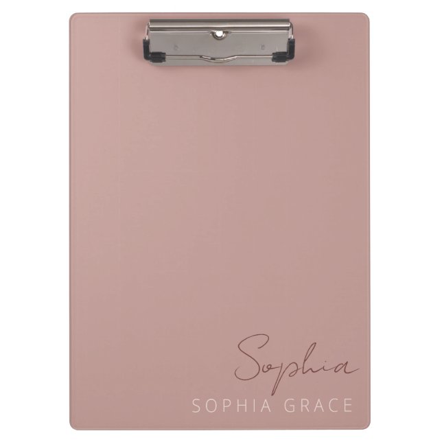 Customized Dusty Rose Modern Monogram Name  Clipboard (Front)