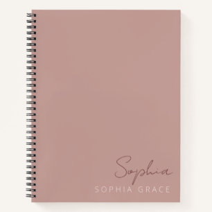 Customized Dusty Rose Modern Monogram Name Notebook