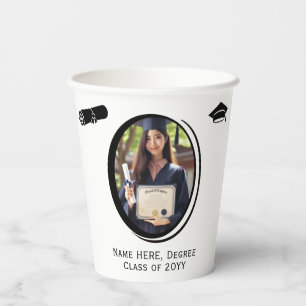 Customized Elegant 2 Photos Graduation Diploma Cap Paper Cups