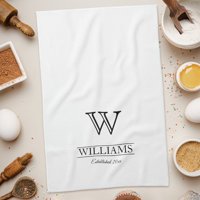 Customized Elegant Classy Monogram Family Name Kitchen Towel (Creator Uploaded)
