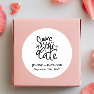 Customized Elegant Clean Wedding Save the date Classic Round Sticker