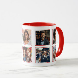Customized Elegant Family Friend Photo Collage Red Mug