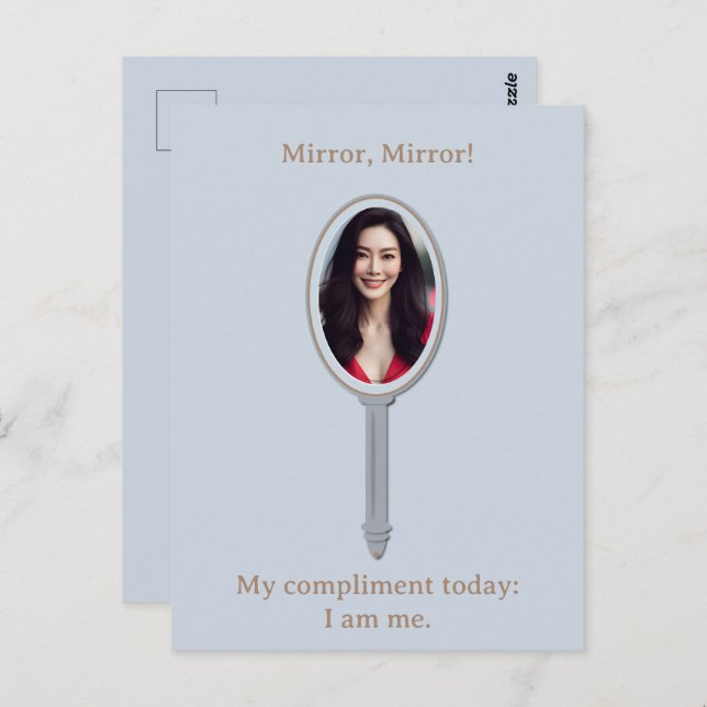 Customized Elegant Inspirational Photo Hand Mirror Postcard (Front/Back)