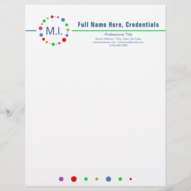 Customized Elegant Minimalist Colourful Circles Ar Letterhead (Front)