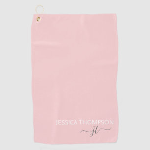 Customized Elegant Modern Monogram Name Blush Pink Golf Towel