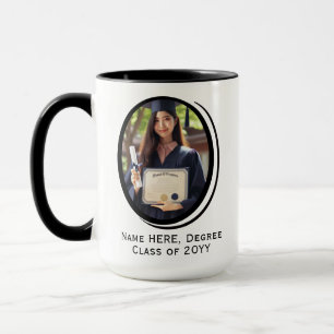 Customized Elegant Modern Oval 2 Photos Graduation Mug