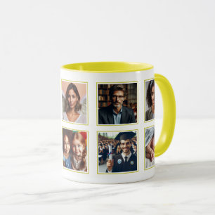 Customized Elegant Ten Photo Collage Yellow Gold Mug