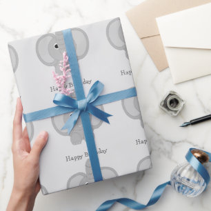 Customized Elephant Birthday Wrapping Paper