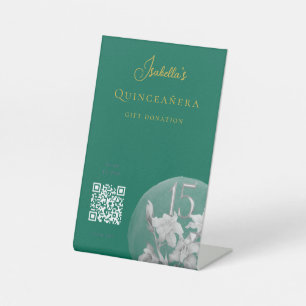Customized Emerald Quinceanera  QR Code Cash App  Pedestal Sign