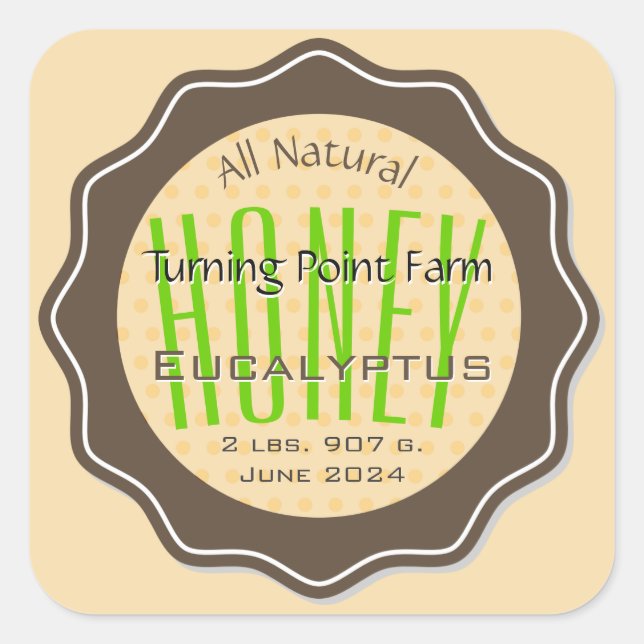 Customized Eucalyptus Honey Jar Labels (Front)