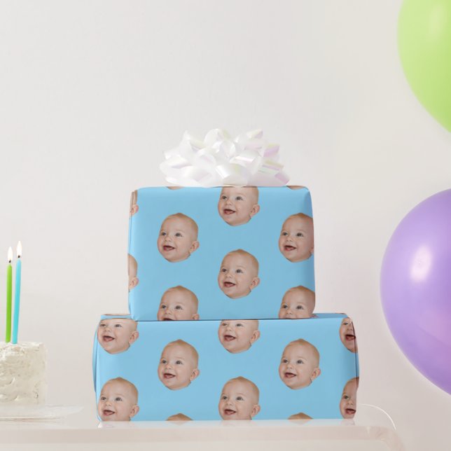 Customized Face 1st 10th 20th 30th Birthday Party Wrapping Paper (Party Gifts)