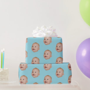 Customized Face 1st 10th 20th 30th Birthday Party Wrapping Paper