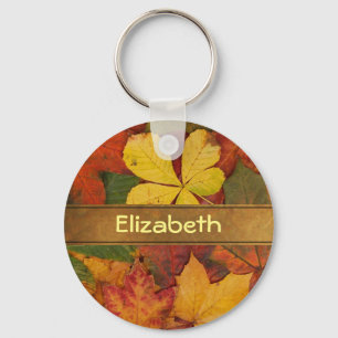Customized Fall Foliage Leaves Keychain
