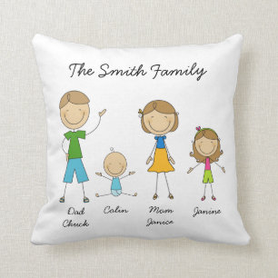 Customized Family Stick Figure Pillow