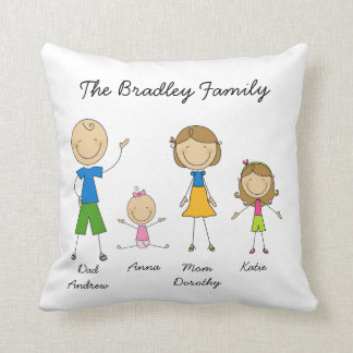 Customized Family Stick Figure Pillow