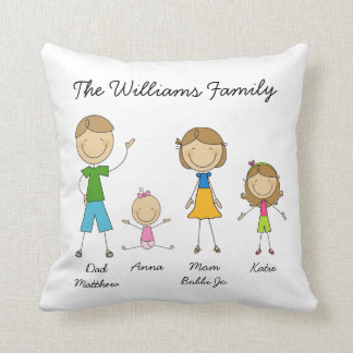 Customized Family Stick Figure Pillow