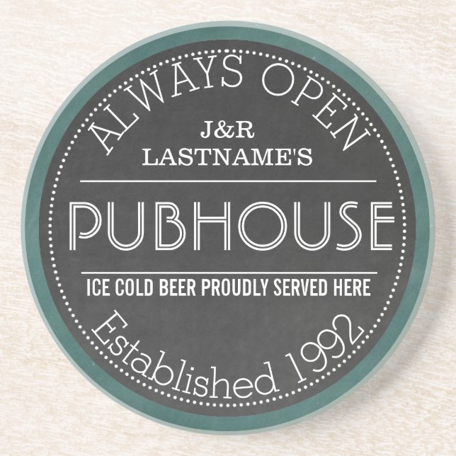 Customized Faux Chalkboard Pub Sign Coaster (Front)