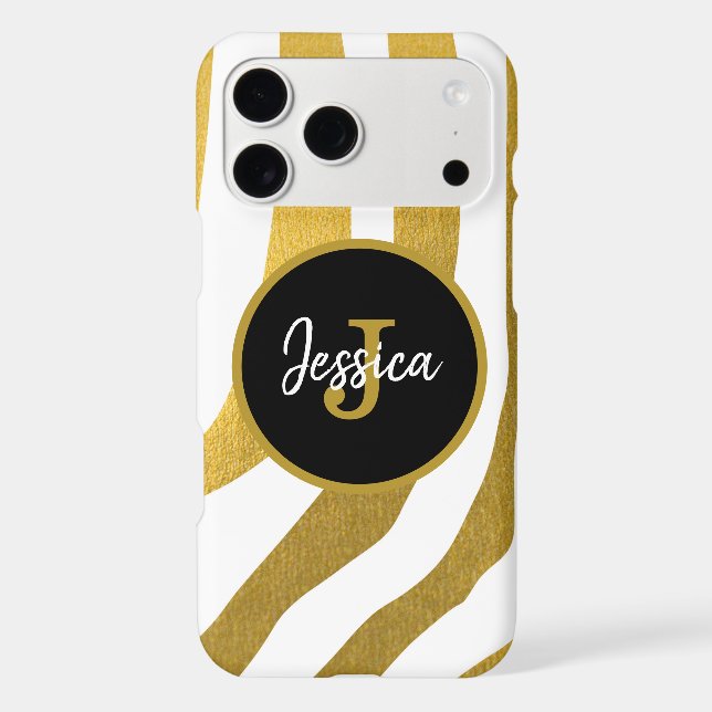 Customized Faux Gold Zebra Print Stripes Pattern (Back)