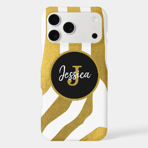 Customized Faux Gold Zebra Print Stripes Pattern