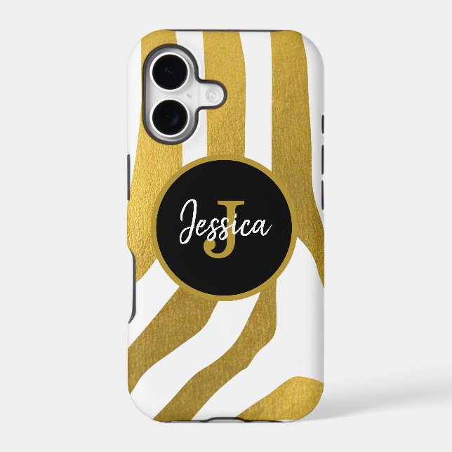 Customized Faux Gold Zebra Print Stripes Pattern (Back)