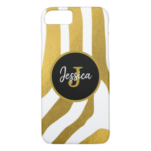 Customized Faux Gold Zebra Print Stripes Pattern Case-Mate iPhone Case