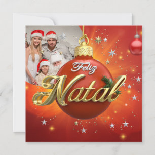 Customized Feliz Natal Portuguese Merry Christmas  Holiday Card
