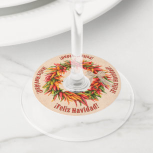 Customized Festive Southwest Chile Ristra Wreath  Wine Glass Tag