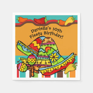 Customized Fiesta Birthday Paper Napkins