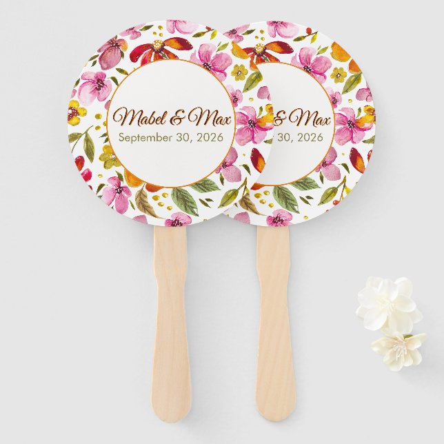 Customized Finally Spring Watercolor Floral  Hand Fan (Front and Back)