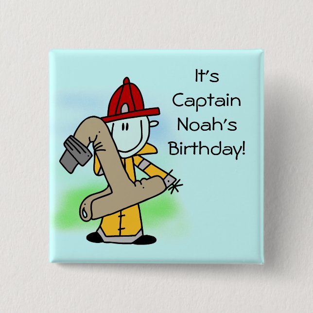 Customized Firefighter 1st Birthday Button (Front)