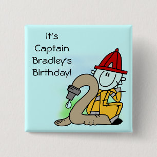 Customized Firefighter 2nd Birthday Button