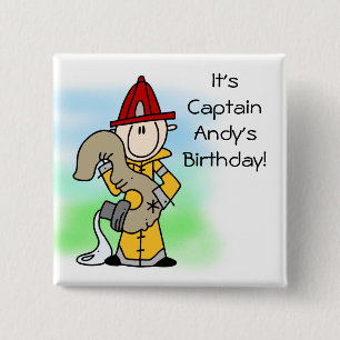 Customized Firefighter 3rd Birthday Button