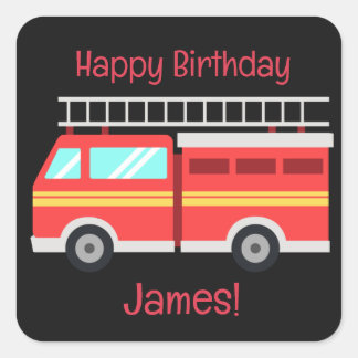 Customized Firetruck Square Sticker