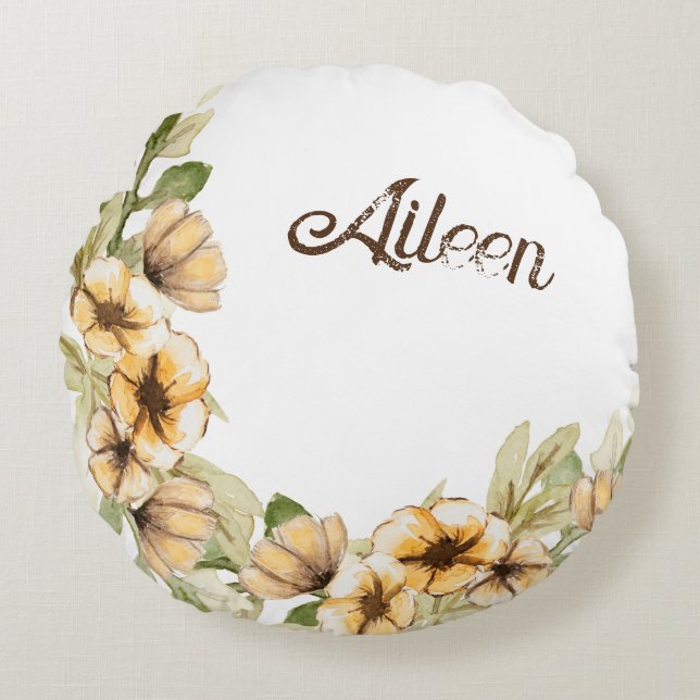 Customized Floral Bridesmaid Gift Idea  Round Pillow (Front)